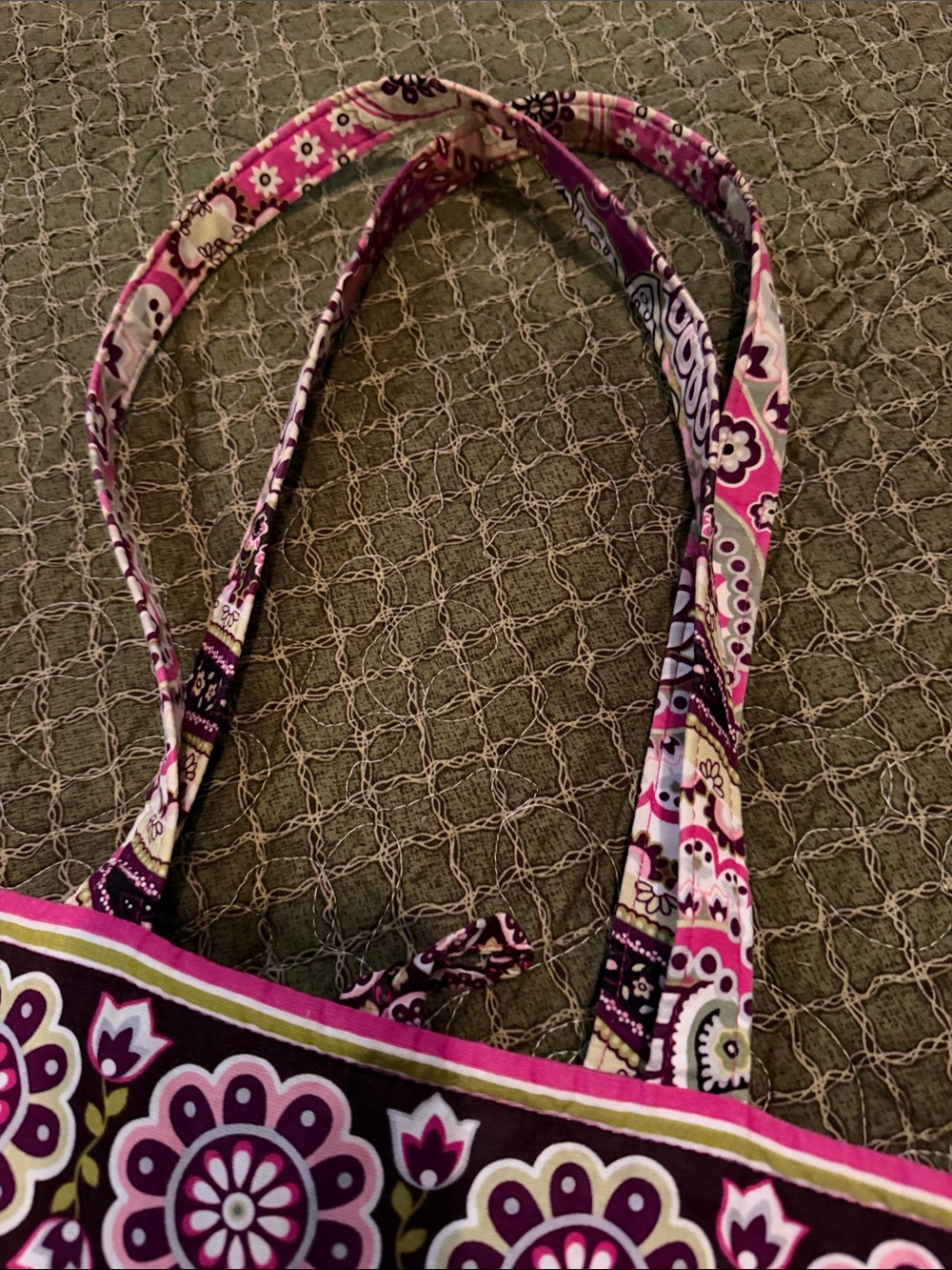 Vera Bradley Pink Paisley Quilted Tote with Floral Trim - Picture 2 of 8